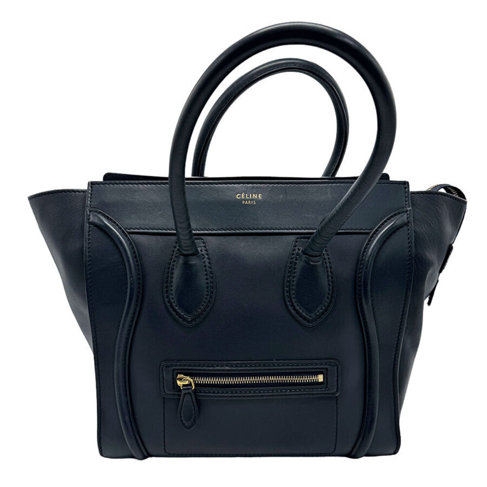 Celine Luggage Handbag Navy Shopper Leather Blue - Picture 2 of 4